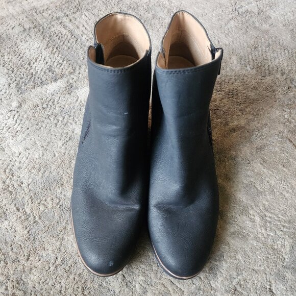 Soul Naturalizer Womens Sz 9.5 Hudson Black Faux Leather Zip Wedge Ankle Booties - Picture 4 of 9